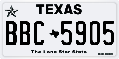 TX license plate BBC5905