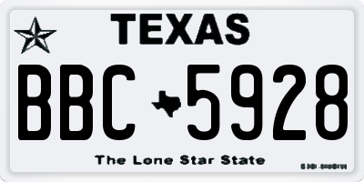TX license plate BBC5928