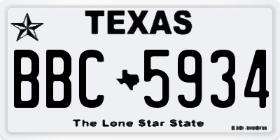 TX license plate BBC5934