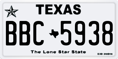 TX license plate BBC5938