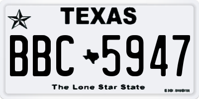 TX license plate BBC5947