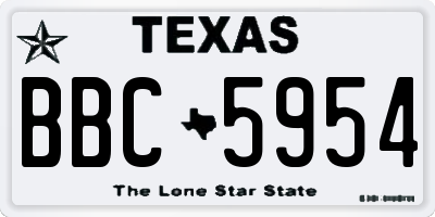 TX license plate BBC5954