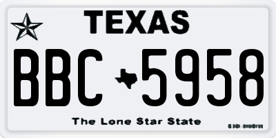 TX license plate BBC5958