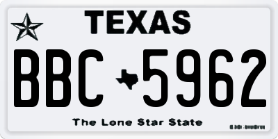 TX license plate BBC5962