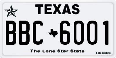 TX license plate BBC6001
