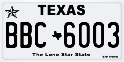 TX license plate BBC6003