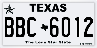 TX license plate BBC6012