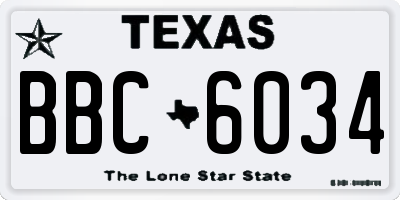 TX license plate BBC6034