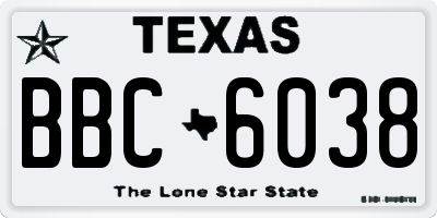 TX license plate BBC6038