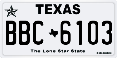 TX license plate BBC6103