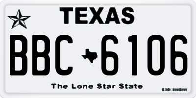 TX license plate BBC6106