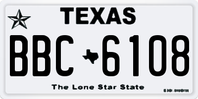 TX license plate BBC6108