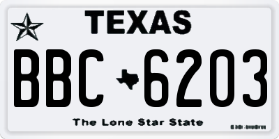 TX license plate BBC6203