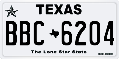 TX license plate BBC6204