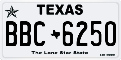 TX license plate BBC6250