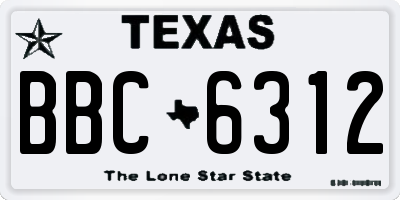 TX license plate BBC6312