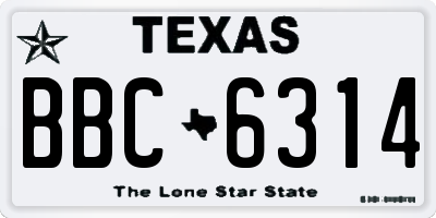 TX license plate BBC6314