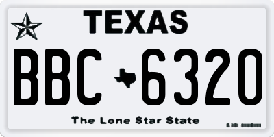 TX license plate BBC6320