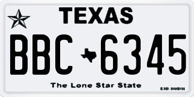 TX license plate BBC6345