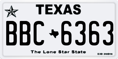 TX license plate BBC6363