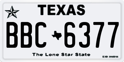 TX license plate BBC6377