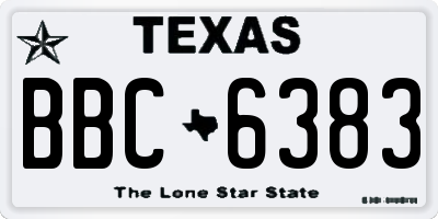 TX license plate BBC6383