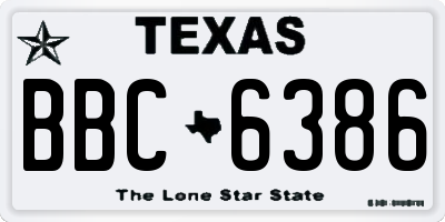 TX license plate BBC6386