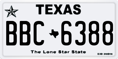 TX license plate BBC6388