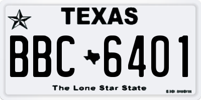 TX license plate BBC6401