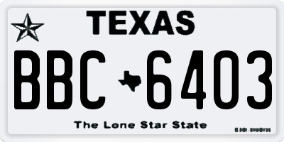 TX license plate BBC6403