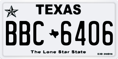 TX license plate BBC6406