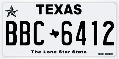 TX license plate BBC6412