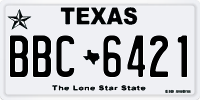 TX license plate BBC6421