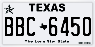 TX license plate BBC6450