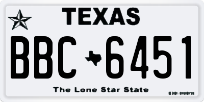 TX license plate BBC6451