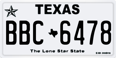 TX license plate BBC6478