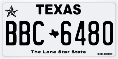 TX license plate BBC6480