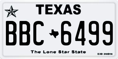 TX license plate BBC6499