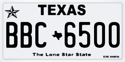 TX license plate BBC6500