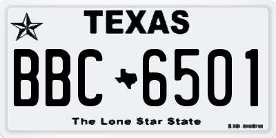 TX license plate BBC6501