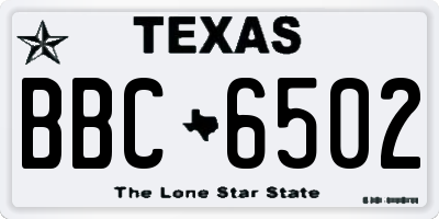 TX license plate BBC6502