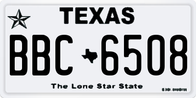 TX license plate BBC6508