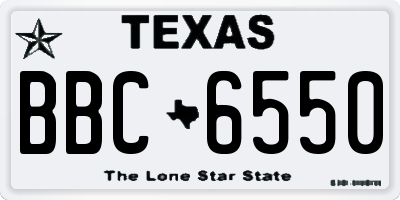 TX license plate BBC6550