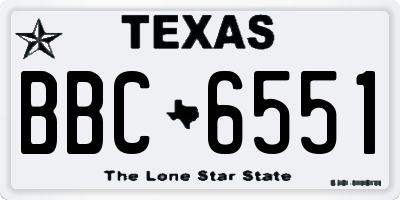 TX license plate BBC6551