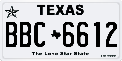 TX license plate BBC6612