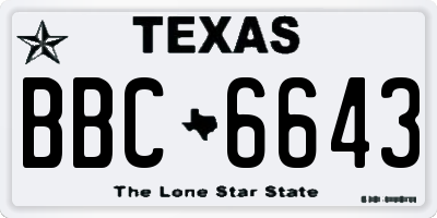 TX license plate BBC6643