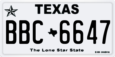 TX license plate BBC6647