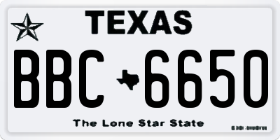 TX license plate BBC6650