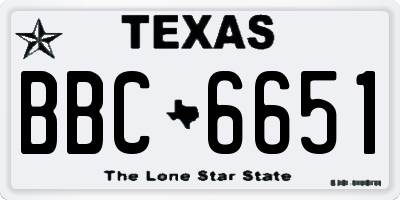 TX license plate BBC6651