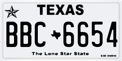 TX license plate BBC6654
